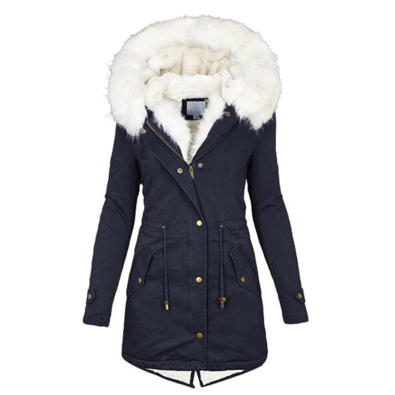 Jacke mit Kapuze und Kunstpelzbesatz