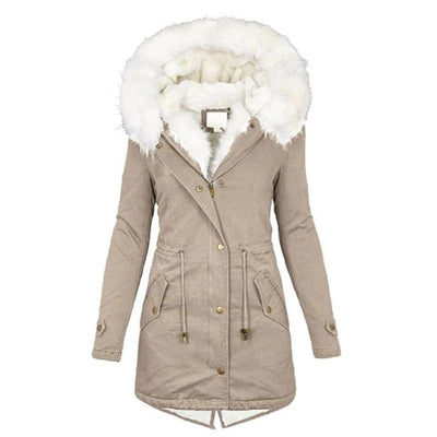 Jacke mit Kapuze und Kunstpelzbesatz