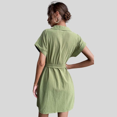 Hemdkleid mit Knopfverschluss und Taillenband