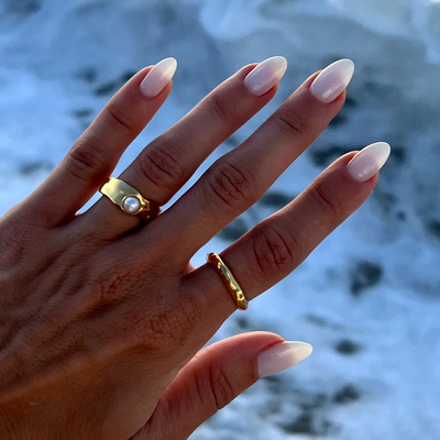 Vintage natürlicher Goldperlenring