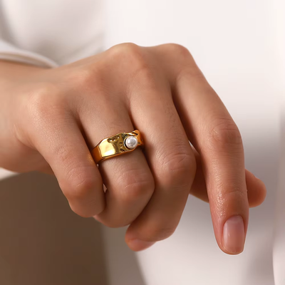 Vintage natürlicher Goldperlenring