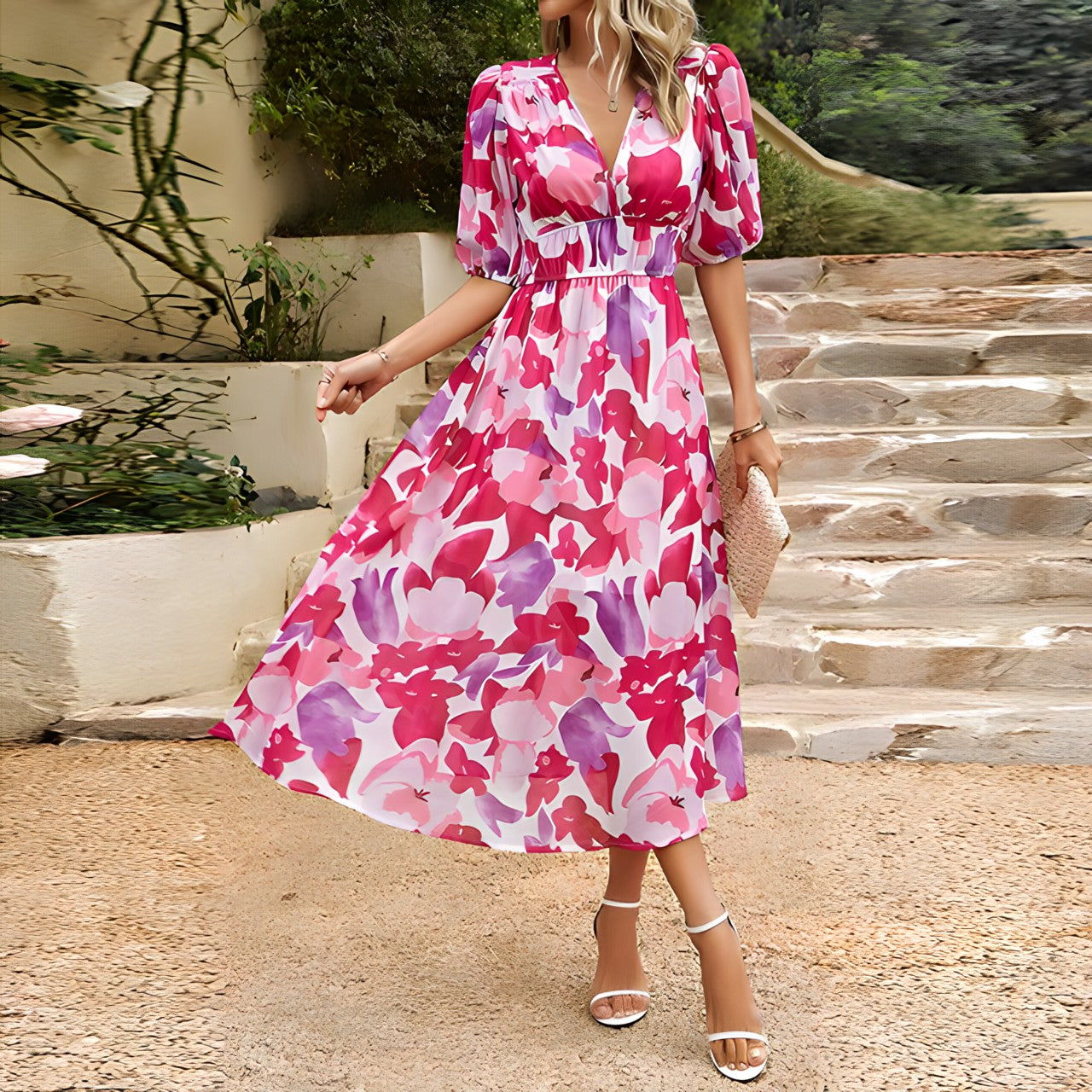 Jenny - Midi Dress with V-neck