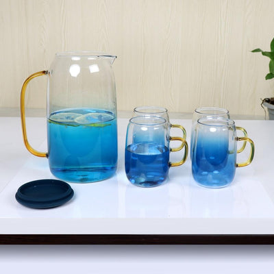 Blau Ombre Glas Krug Set