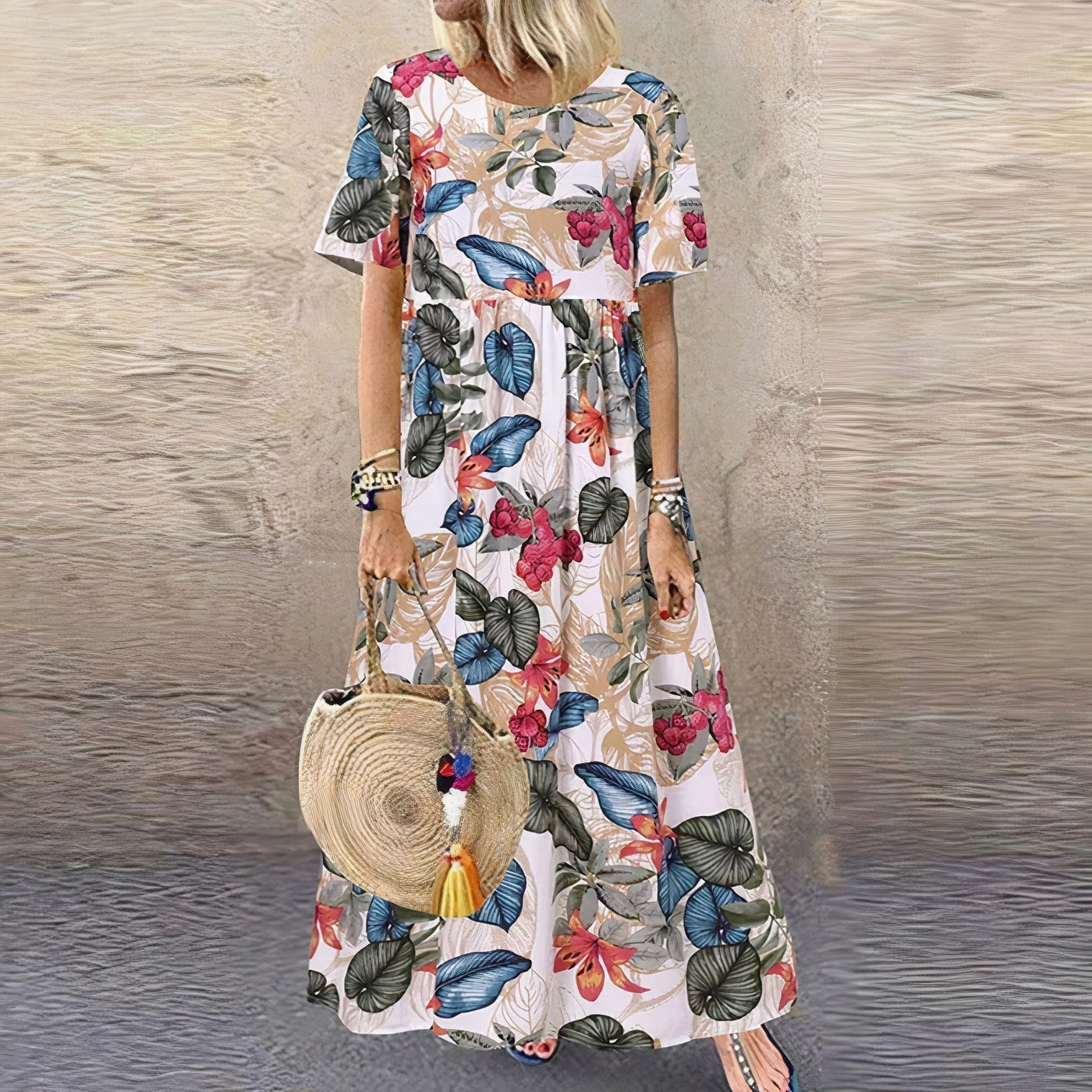 FLORA | Elegantes und Lebhaftes Blumenmaxikleid