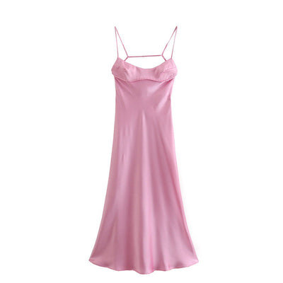 Sophie – Elegantes Satin-Maxikleid mit schmalen Trägern für Damen