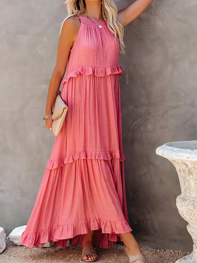 Sarah | Maxikleid mit Volants und Halter (Fast ausverkauft)