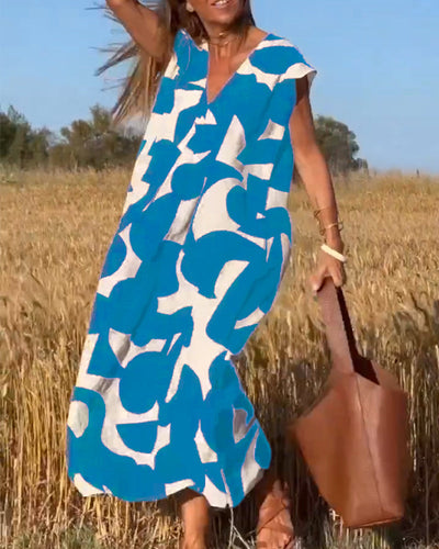 Stéphanie - Printed dress with V-neck