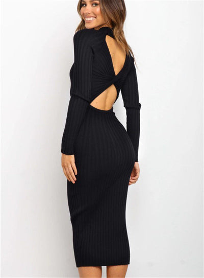 Janet – Elegantes Damenkleid mit Rückenausschnitt und Schleife