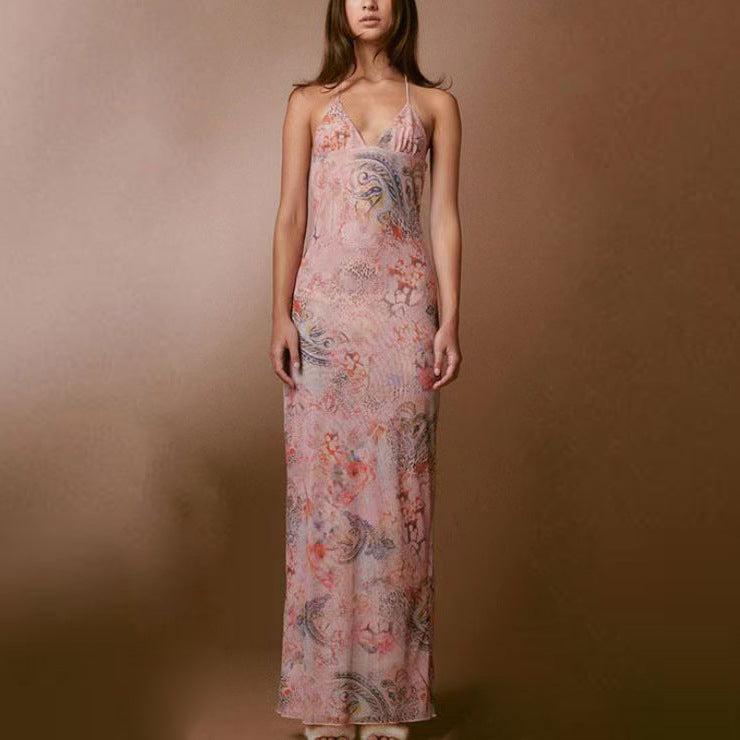 Phoebe – Sexy Slim Kleid mit floralem Druck und Spaghetti-Trägern