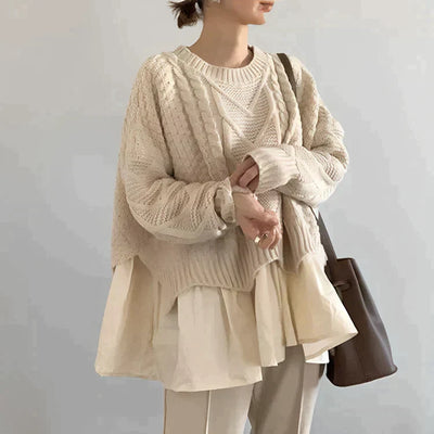 Julia - Apricotfarbener Pullover mit Rundhalsausschnitt