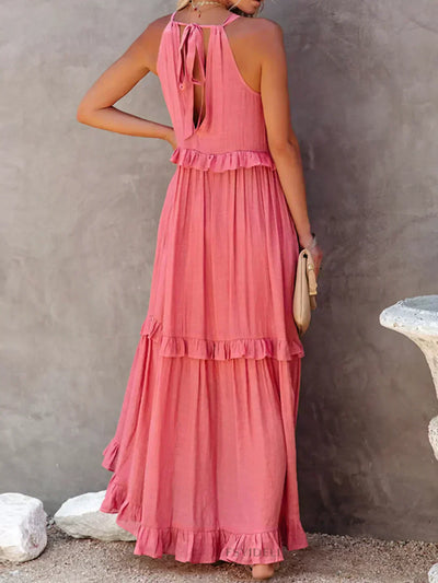 Sarah | Maxikleid mit Volants und Halter (Fast ausverkauft)