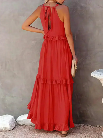 Sarah | Maxikleid mit Volants und Halter (Fast ausverkauft)