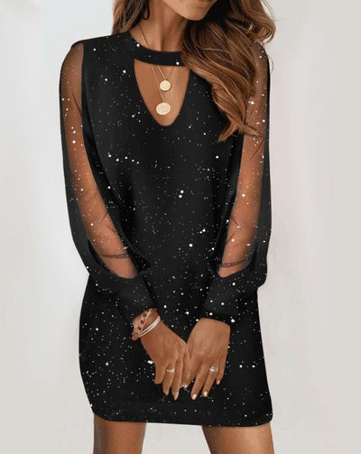 Heidi – Langärmliges V-Ausschnitt Kleid mit Spitzenbesatz für Damen