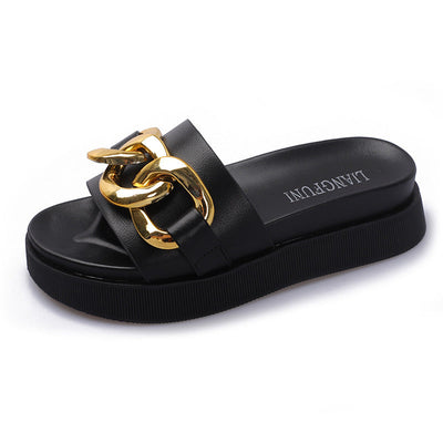 Melissa – Flache Damen-Strandsandalen mit Metallkette