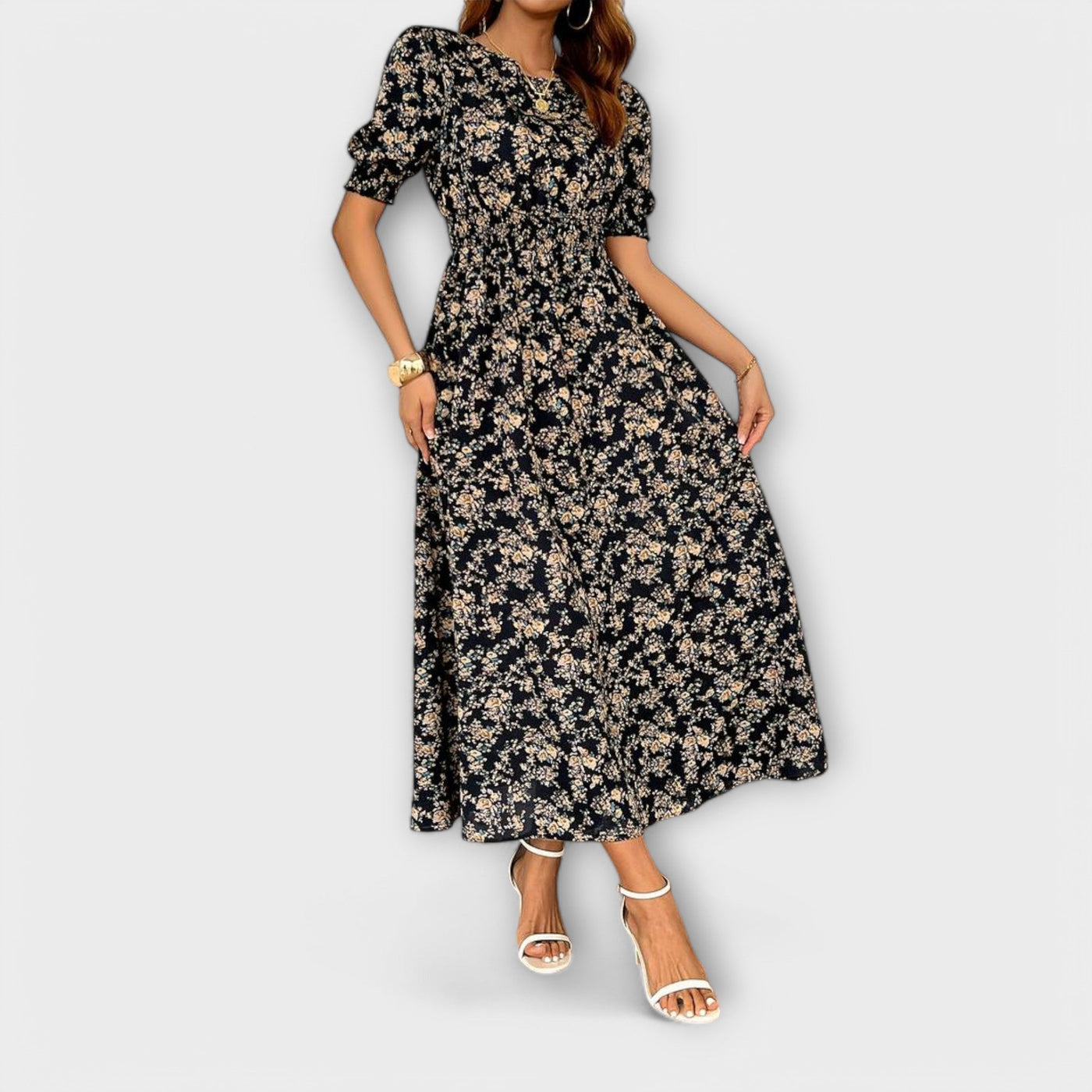 FRIEDHILDE I BLUMEN MIDI-KLEID