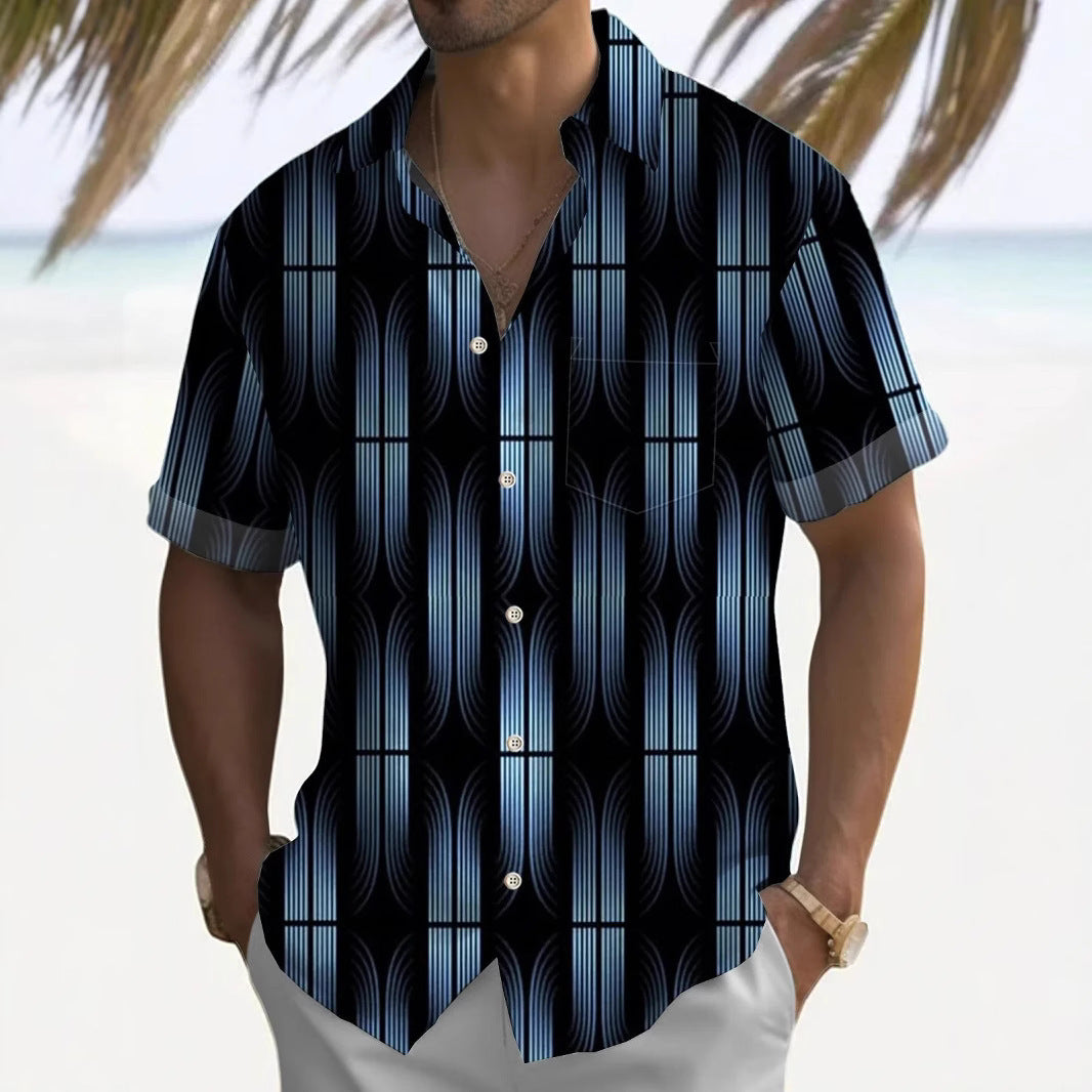 Desmond – Lässiger bedruckter Herren-Cardigan mit kurzen Ärmeln für den Sommer