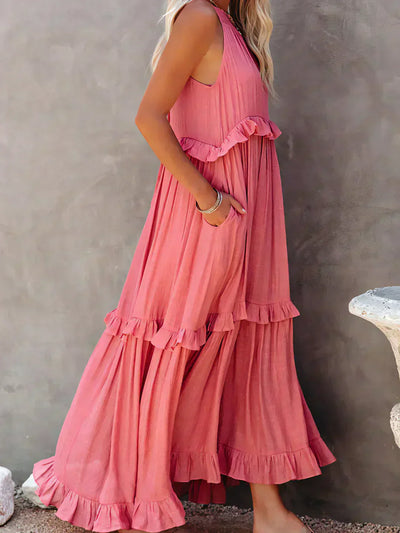 Sarah | Maxikleid mit Volants und Halter (Fast ausverkauft)