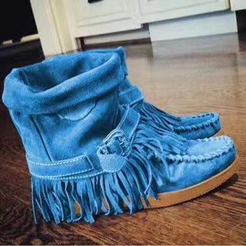 Jessica – Modische Damenstiefel mit Fransen und Schnalle