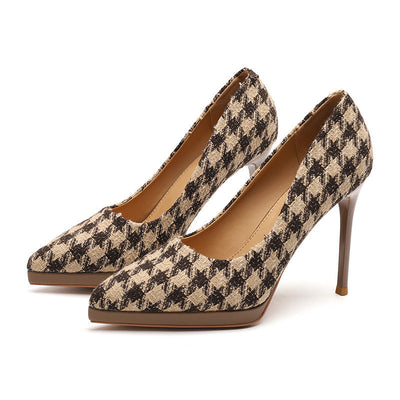 Leah – Spitze High Heels mit Hahnentrittmuster