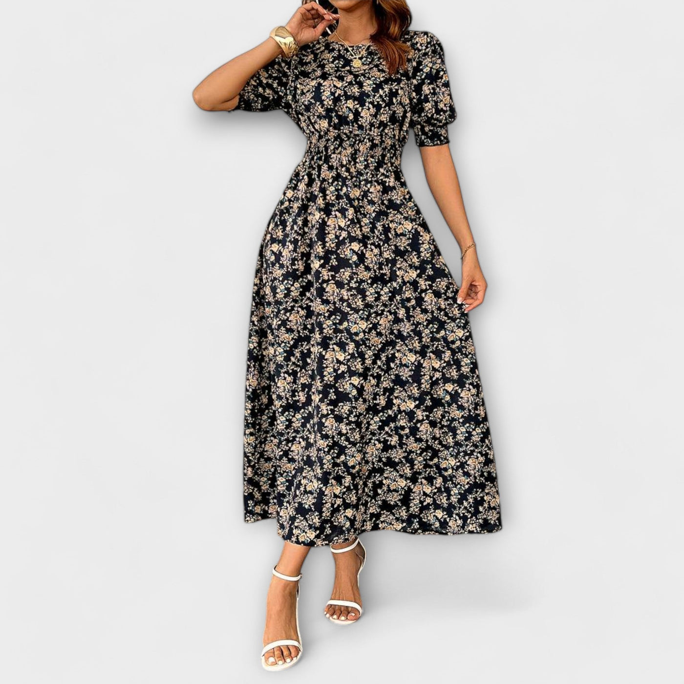 FRIEDHILDE I BLUMEN MIDI-KLEID