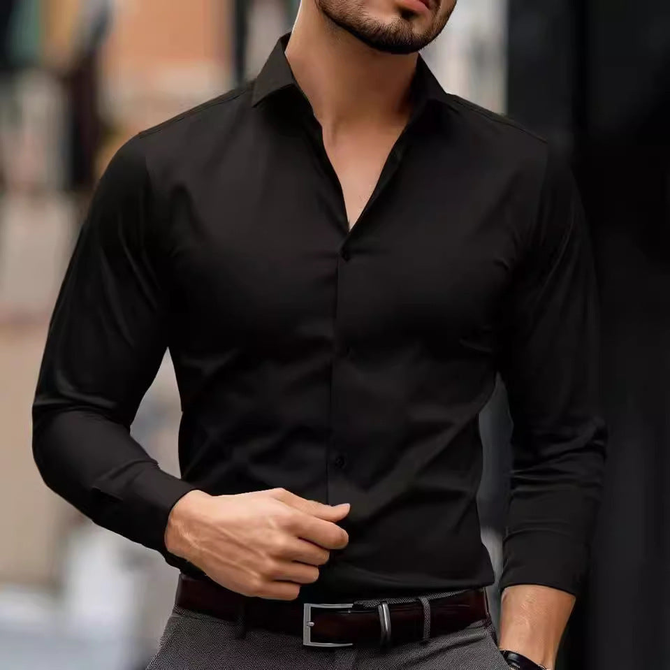 Sean – Business Hemd mit Revers und einfarbigem Design
