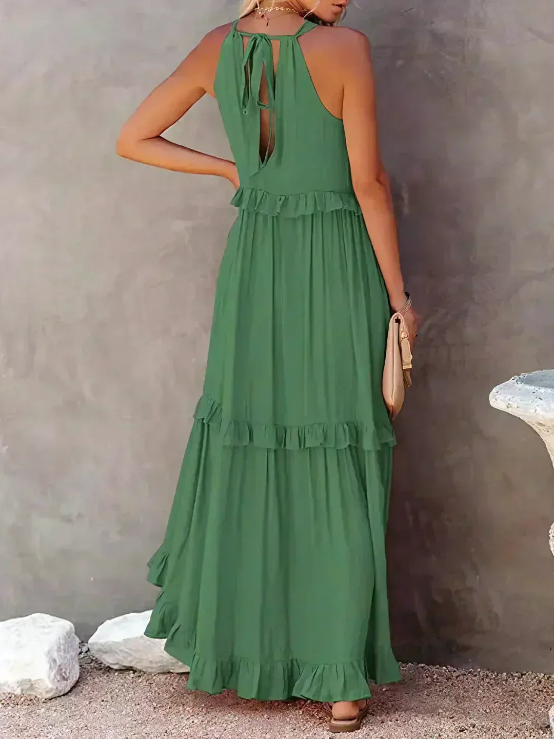 Sarah | Maxikleid mit Volants und Halter (Fast ausverkauft)