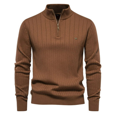 Herren Sweatshirt mit halbem Reißverschluss in einer Farbe