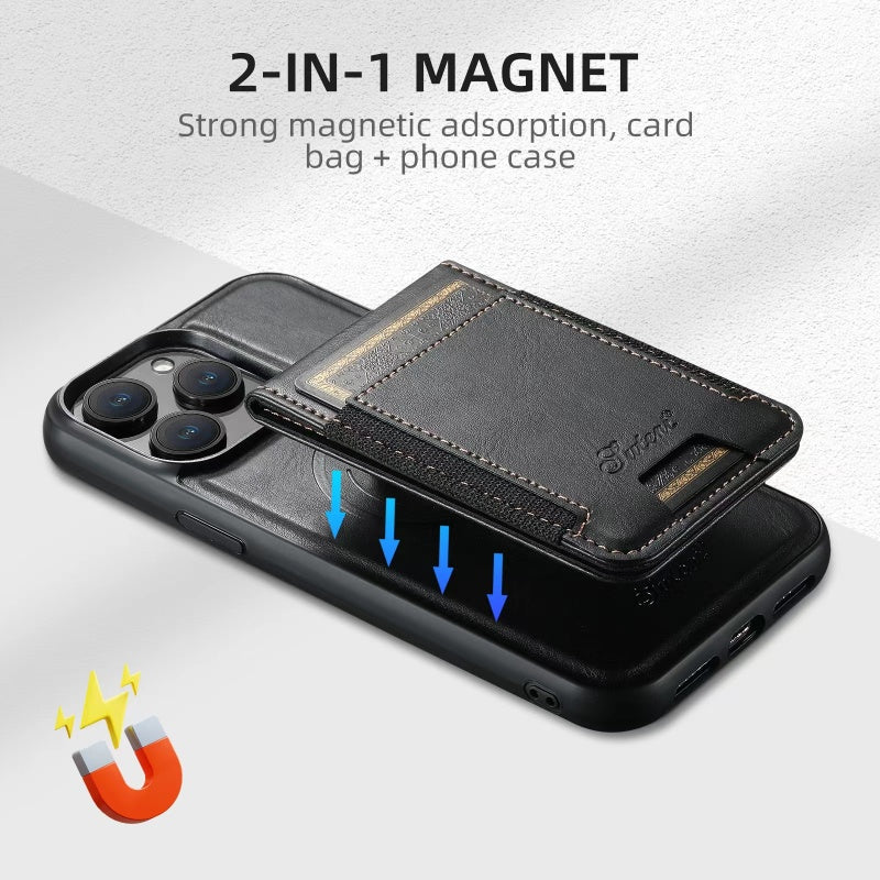 Leder Kartenetui iPhone Hülle: Magsafe, Drahtloses Laden (Kompatibel mit Magsafe)
