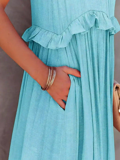Sarah | Maxikleid mit Volants und Halter (Fast ausverkauft)
