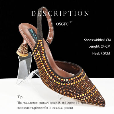 Charlotte – Spitz zulaufende gestreifte Damen High Heels mit Strass