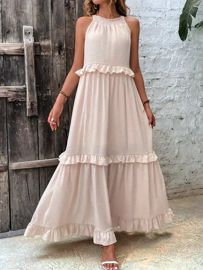 Sarah | Maxikleid mit Volants und Halter (Fast ausverkauft)