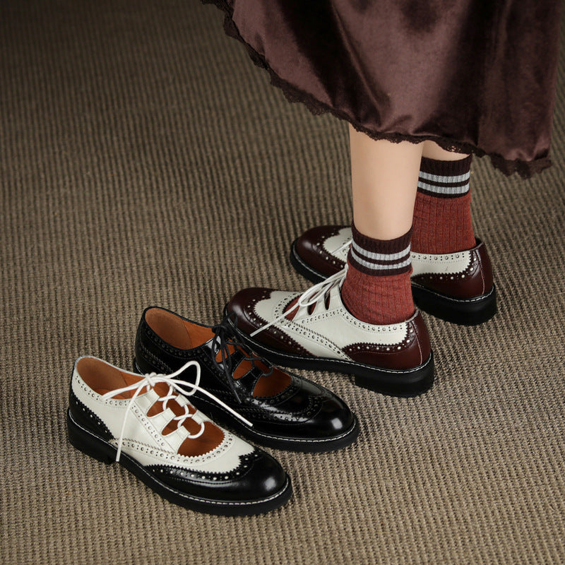 Dawn – Stilvolle Damen Oxford Schnürschuhe aus veganem Leder mit Farbkombination