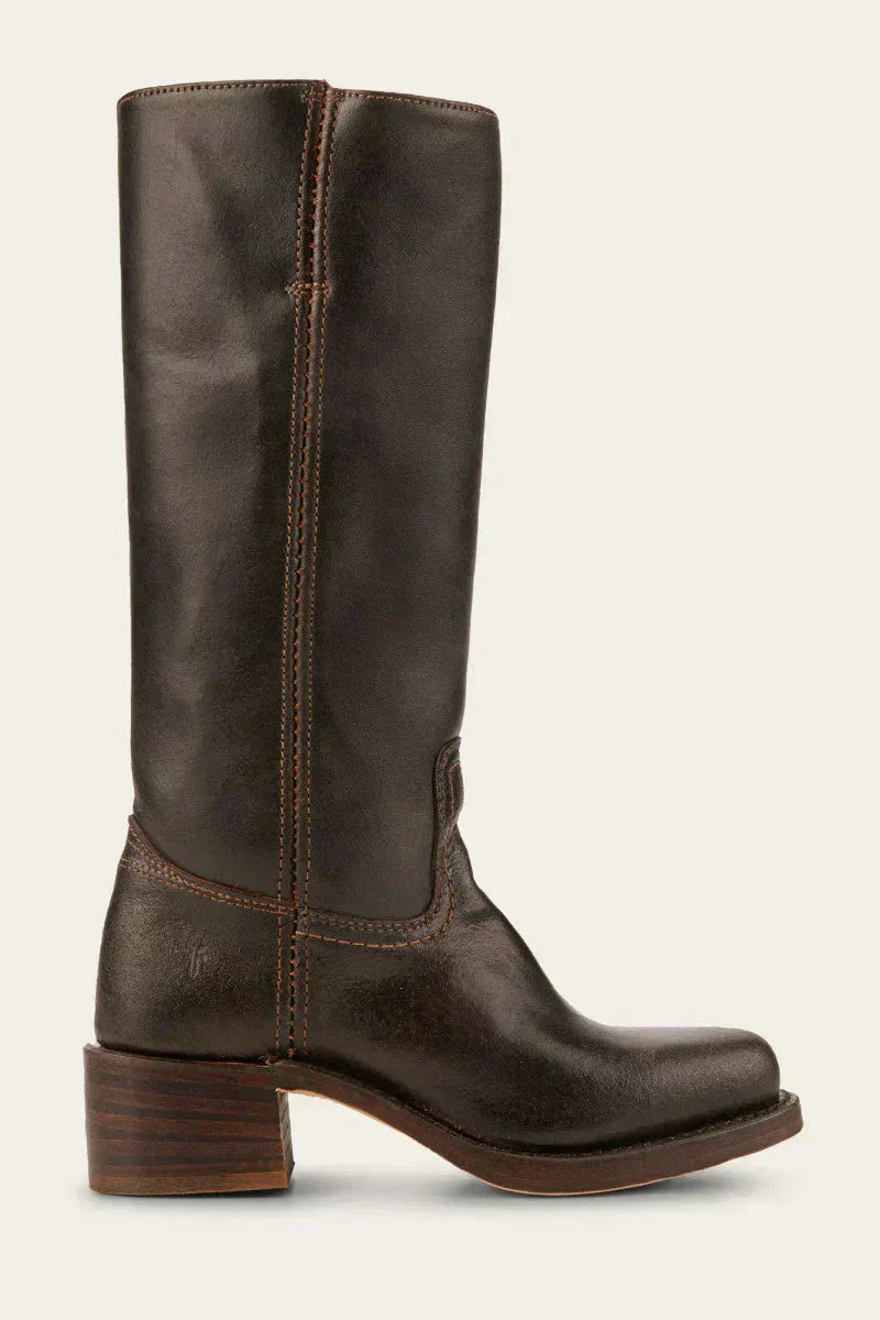 Damen-Lederstiefel im Westernstil mit Blockabsatz