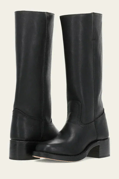 Damen-Lederstiefel im Westernstil mit Blockabsatz