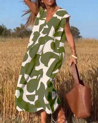 Stéphanie - Printed dress with V-neck
