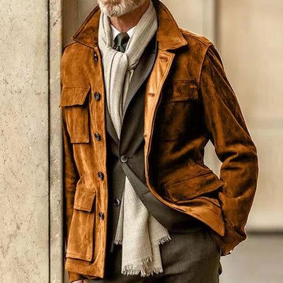 Maßgeschneiderte Herren-Cord-Freizeitjacke mit mehreren Taschen