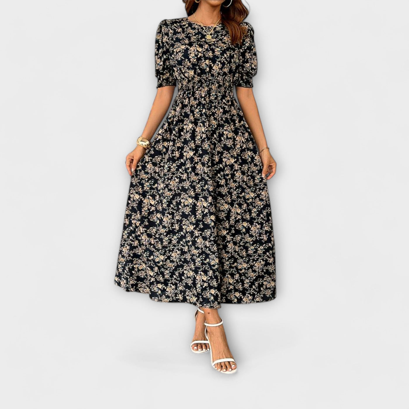 FRIEDHILDE I BLUMEN MIDI-KLEID