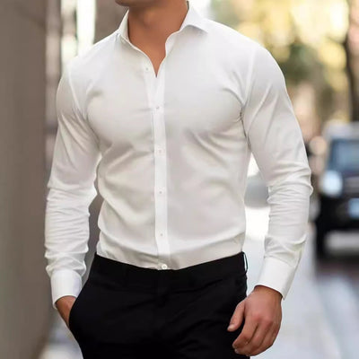 Sean – Business Hemd mit Revers und einfarbigem Design