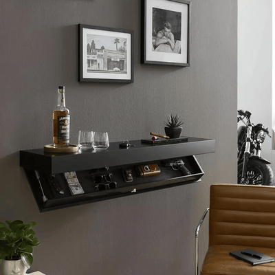Wandregal mit Geheimfach | Massivholz | Schwebendes Design | Versteckte Aufbewahrung