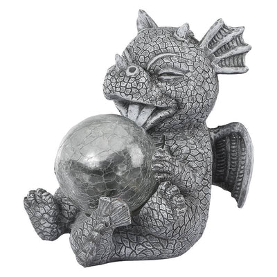Gartenstatue - Draconis - Solarbeleuchtung - Harz-Drachenstatue Lampe