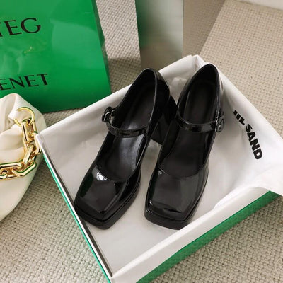 Hayley – Retro Lolita Dicke High Heels aus Premium Vegan Leder