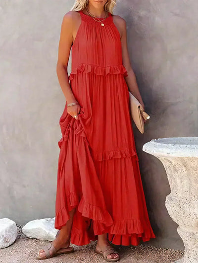 Sarah | Maxikleid mit Volants und Halter (Fast ausverkauft)