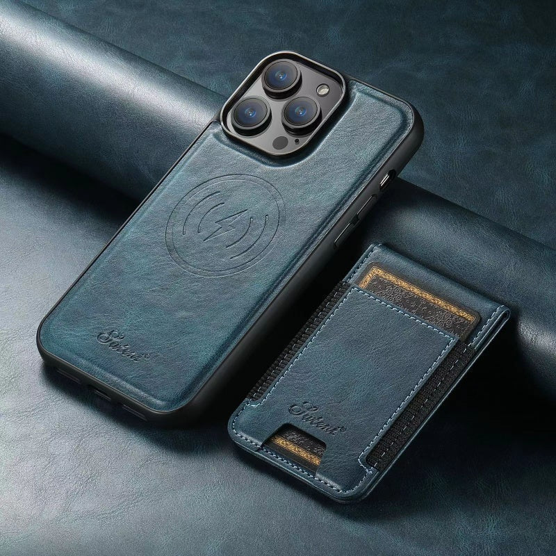 Leder Kartenetui iPhone Hülle: Magsafe, Drahtloses Laden (Kompatibel mit Magsafe)