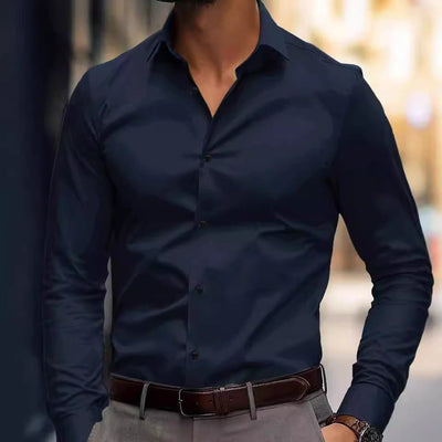 Sean – Business Hemd mit Revers und einfarbigem Design