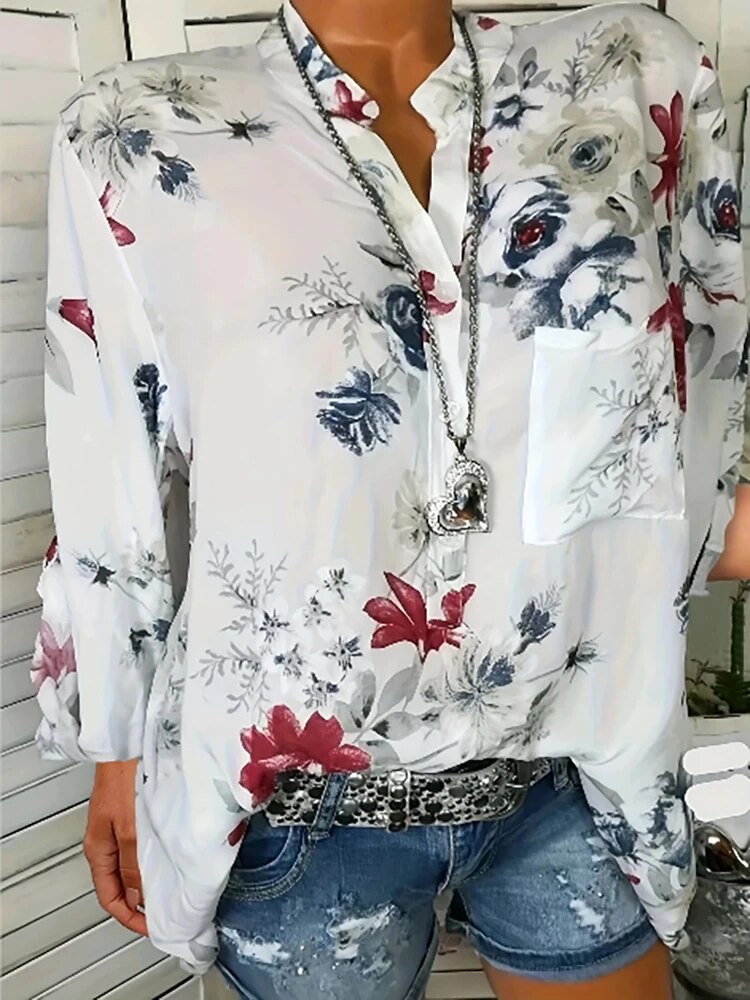 Plus Size Mode V-Ausschnitt Pull-Up Shirt