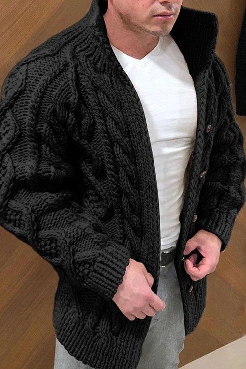 Herrenstrickjacke mit Wildlederkragen