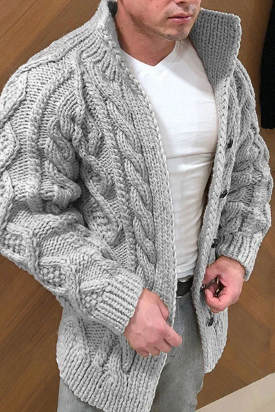 Herrenstrickjacke mit Wildlederkragen