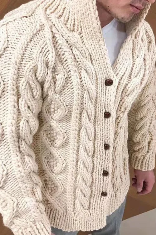 Herrenstrickjacke mit Wildlederkragen