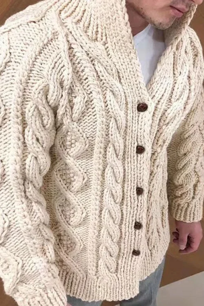 Herrenstrickjacke mit Wildlederkragen