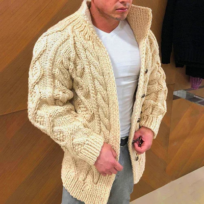 Herrenstrickjacke mit Wildlederkragen